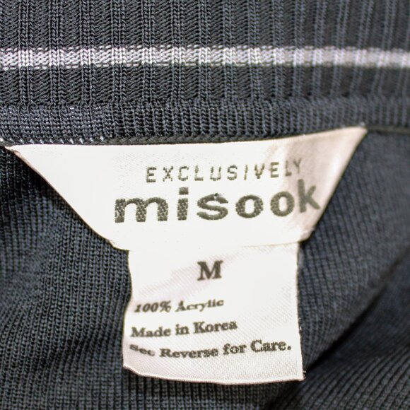 EXCLUSIVELY MISOOK Women's Medium Navy Cardigan Zip Up Front Slinky Classic - Picture 4 of 4